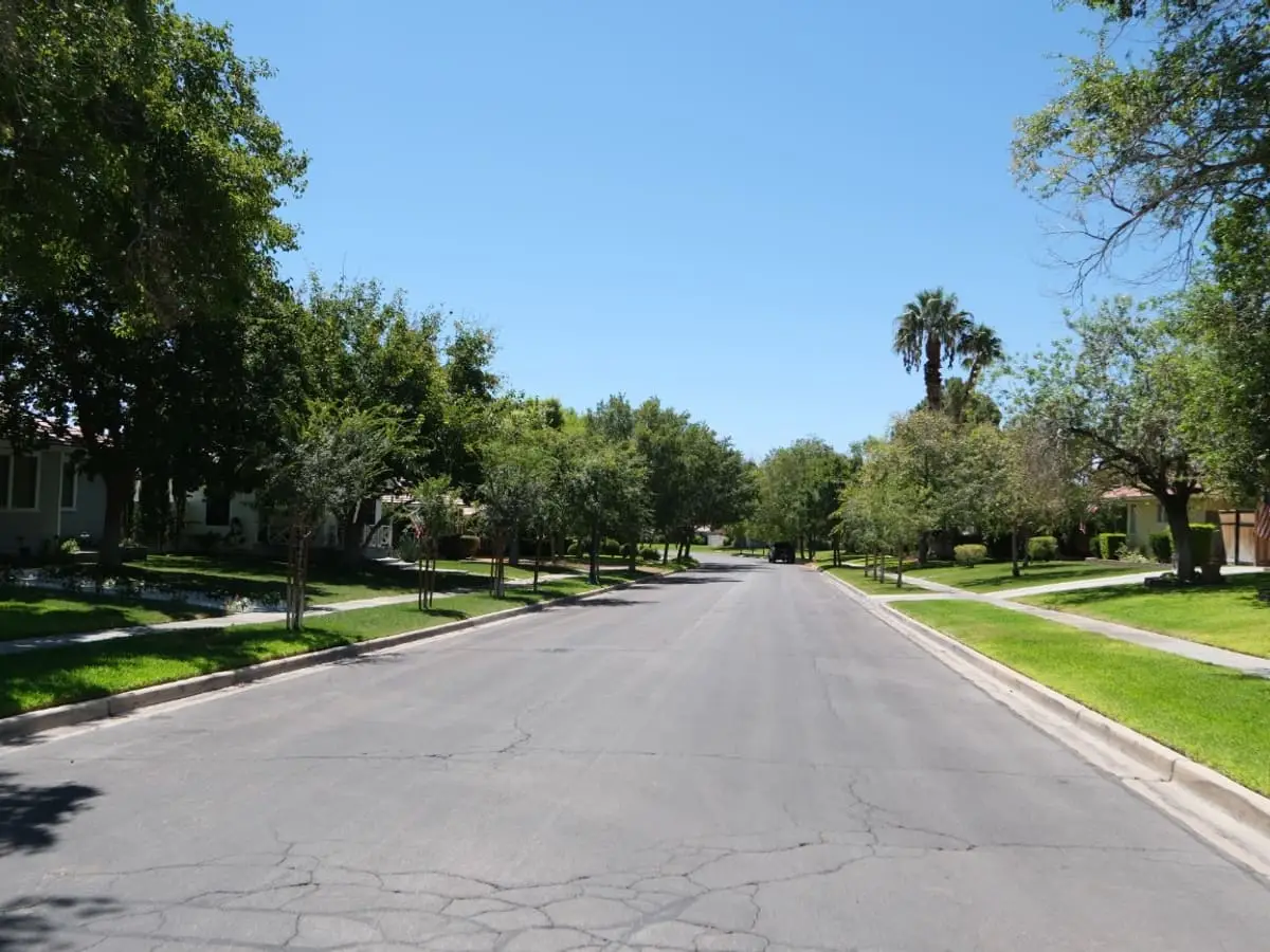 A residential street in Boulder City, Nevada